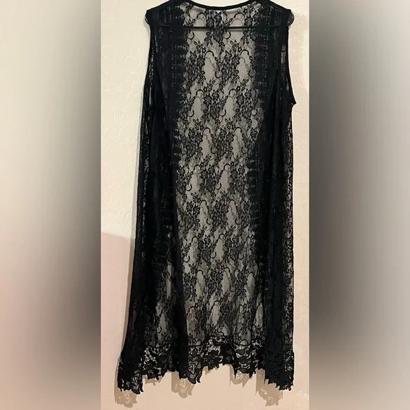 M•FASIS Black Lace Sleeveless Duster- Size XL - Picture 2 of 6